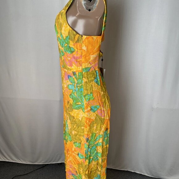 Whistles Women's Palm Floral Midi Dress – Size 4 – Gold Carmel Print - Picture 3 of 8